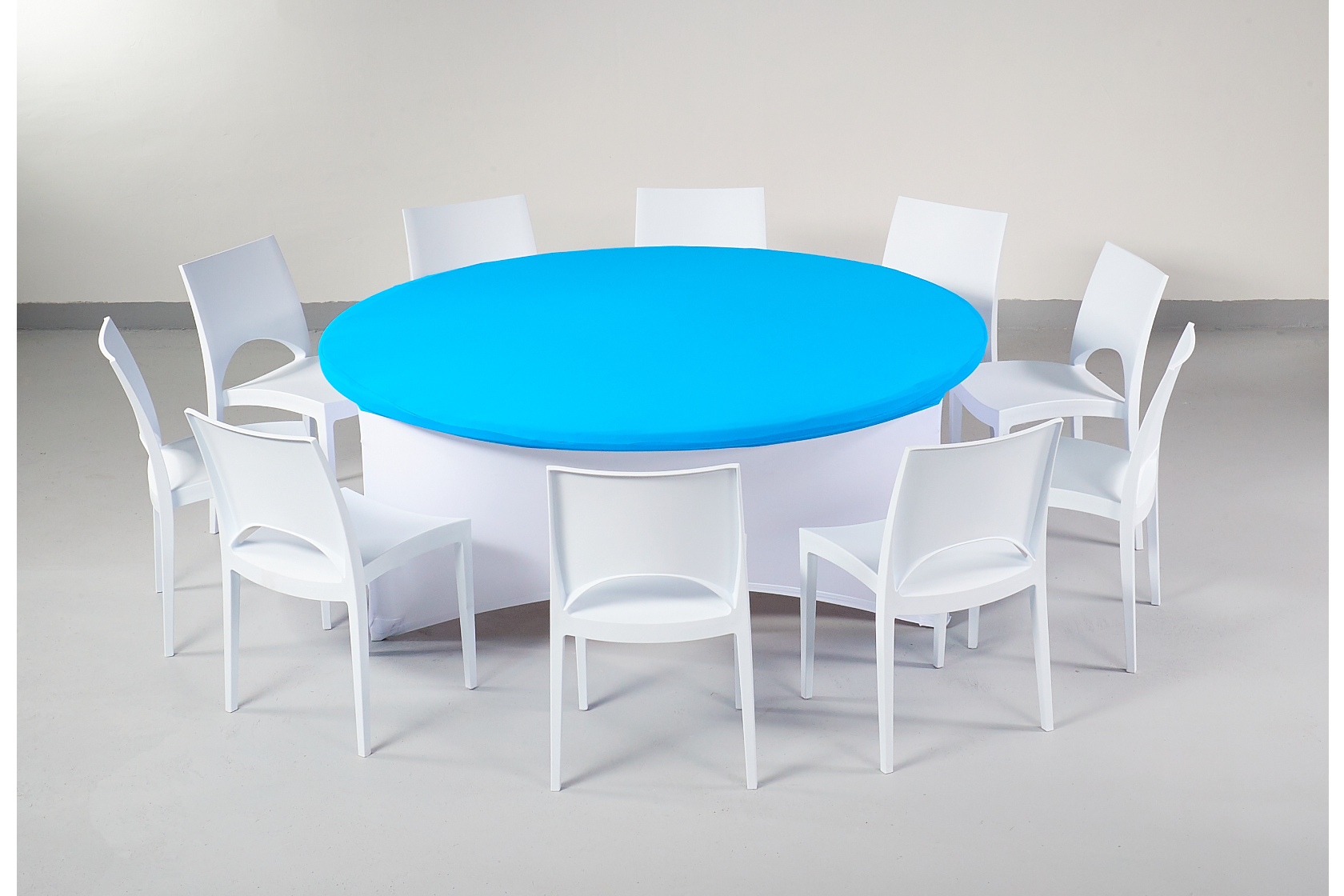 Fehér spandex körasztal huzat+ dell kék kupak